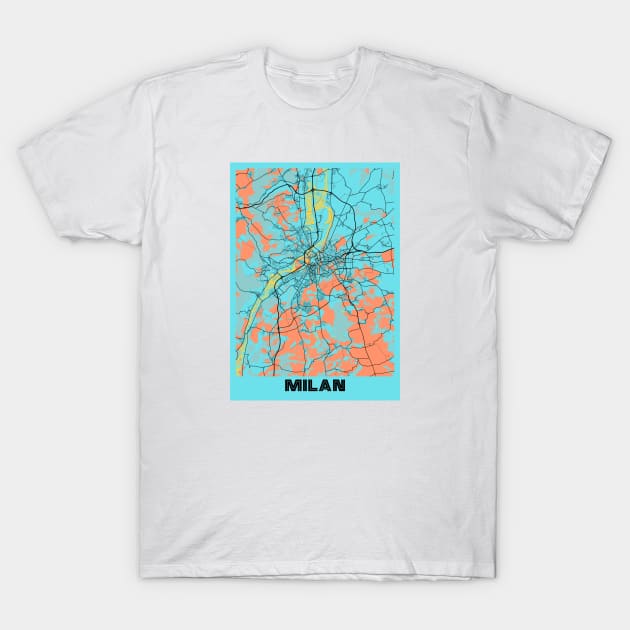 Map of Milan T-Shirt by JAG2B